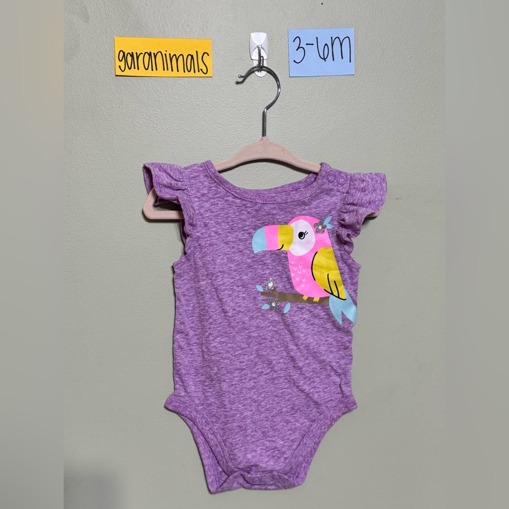 NWOT Garanimals Infant Purple Bodysuit with Toucan, 3-6M